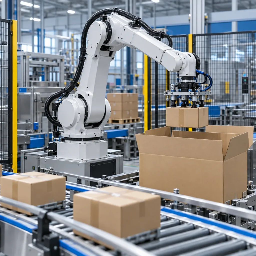 Robotic case-packing equipment